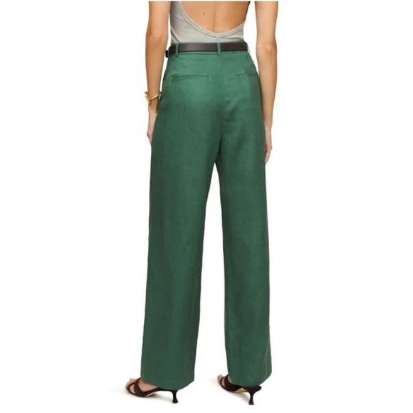 Reformation Green Vesta Pleated Linen Pants - Picture 3 of 7